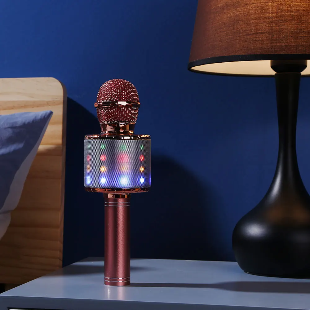 Светящийся Bluetooth беспроводной микрофон WS858L домашнее караоке динамик микрофона
