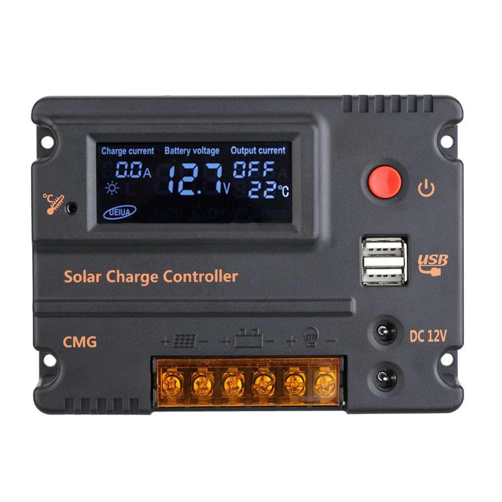 Функция подсветки ЖК дисплей 20A/10A DC12V/24V автоматический рабочий Солнечный PV