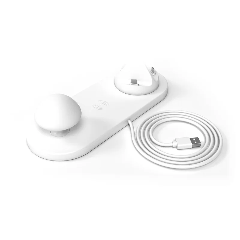 Hadinas Qi Беспроводное зарядное устройство с лампой Micro usb type C док-станция зарядное устройство для iPhone samsung быстрозарядная станция - Тип штекера: White