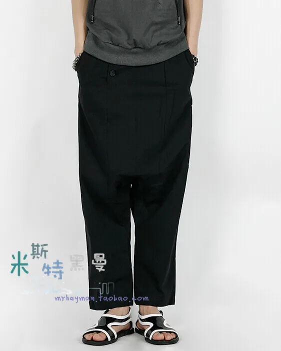 

S-6XL!!Men's low crotch straight wide-leg slacks with low crotch baggy pants.