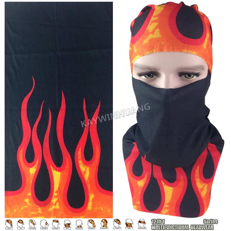 

EXPRESS SHIPPING 100pcs/lot (Mix Model OK) Black Orange Flame Motley Tube Multifunctional Seamless Headwear Headband For Sports