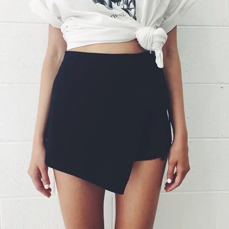 Новые модные летние Асимметричные Drawstring Юбки для женщин Шорты Для Фитнес длиной