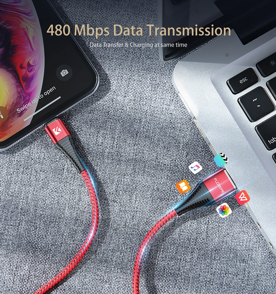 FLOVEME пружинный USB кабель для iPhone XS MAX XR X нейлоновый кабель для быстрой зарядки для iPhone iPad телефон зарядное устройство провод шнур