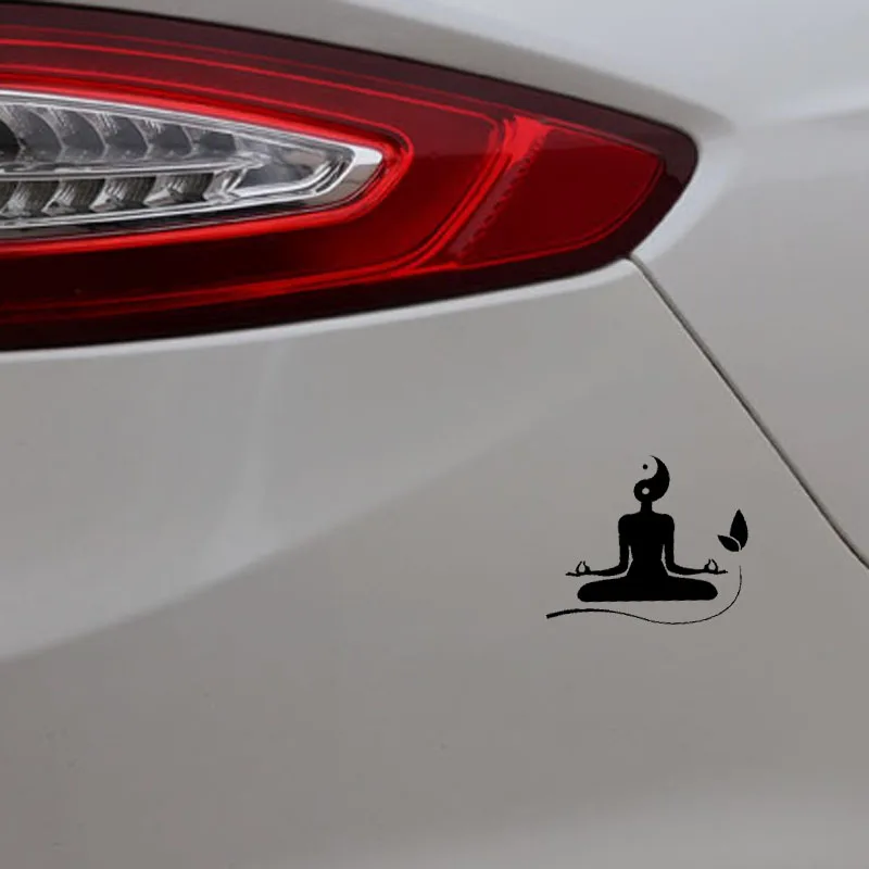 YJZT 15.5CM*12.7CM Yoga Meditation Vinyl Car Stickers Buddhist Zen Decal Black/Silver C3-1529 | Автомобили и мотоциклы