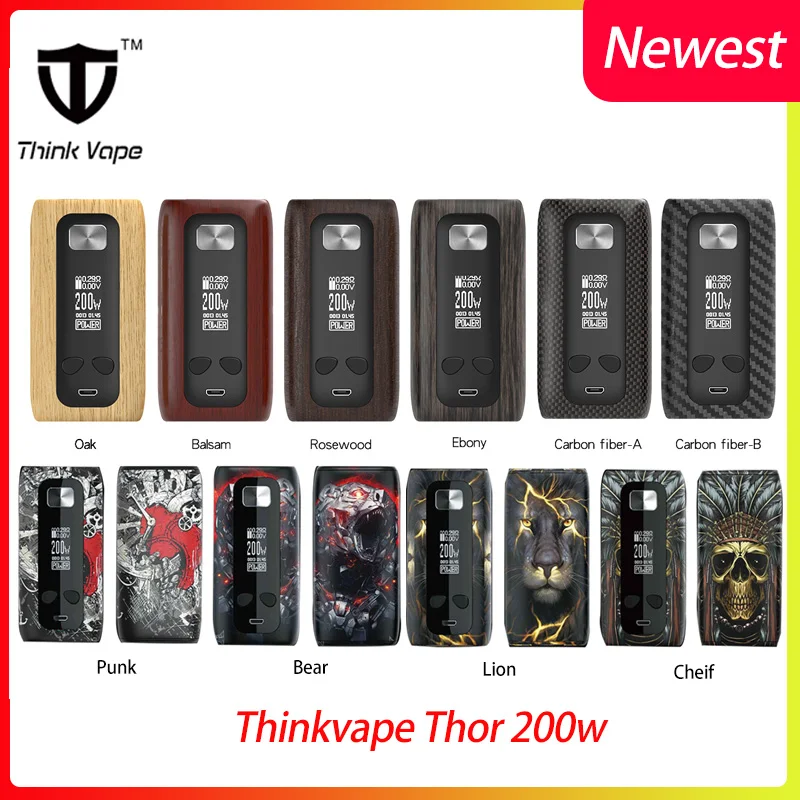 Новый цветной мод ThinkVape Thor 200 Вт блок контроля температуры электронная сигарета