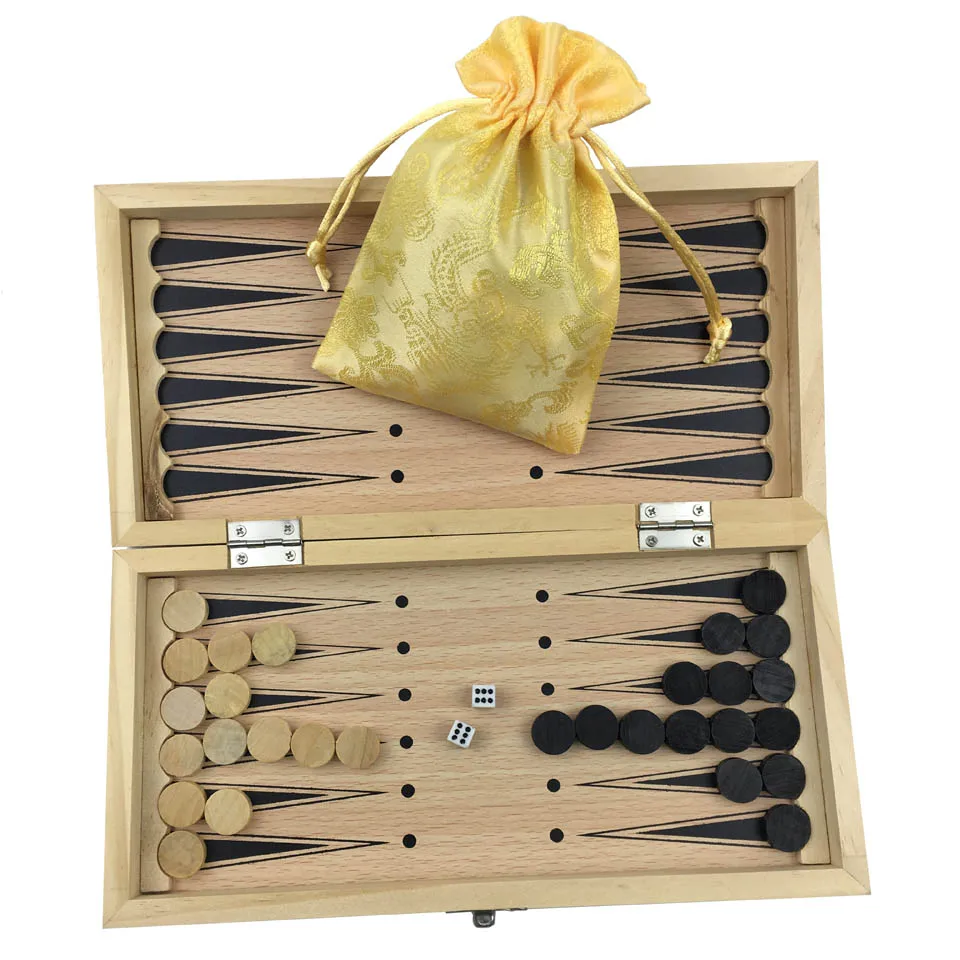 Chess Backgammon Checkers Set Travel Wooden Chess Game 24 x 24 mm Wooden Chess Pieces Board Game Christmas Gifts I56
