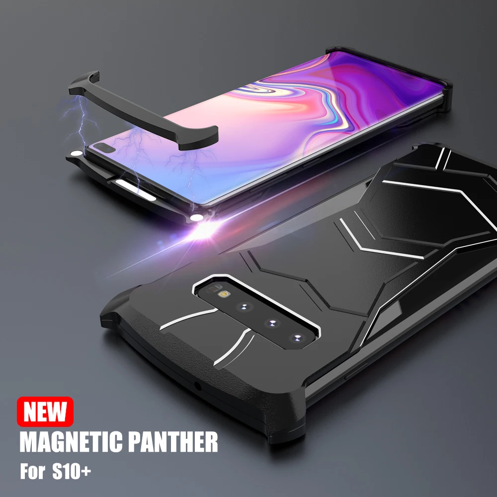Черный сковорода Алюминий металлический чехол для телефона Galaxy S10 плюс магнитное