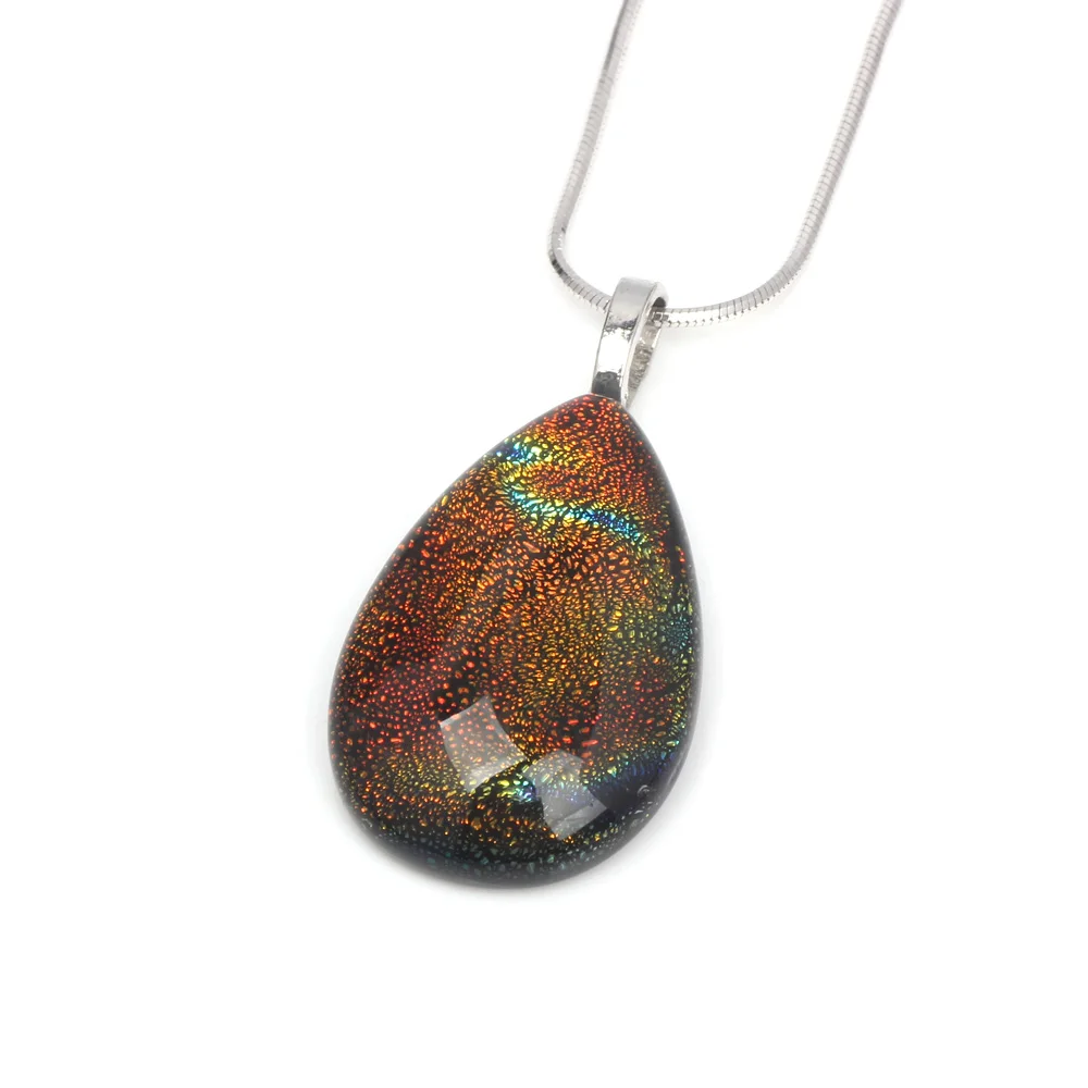 

OlingArt Colorful gold foil Dream Orange Jewelry Pendant Limited edition Water droplets Lampwork Glass Pendant for Necklace NEW