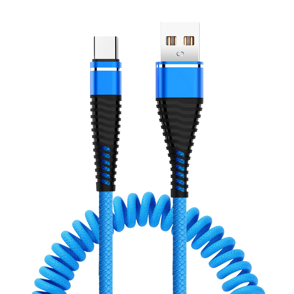 Синий Robotsky пружинный USB кабель type-C для быстрой зарядки и синхронизации данных пружинный USB кабель для зарядки XiaoMi huawei Letv samsung Micro USB - Цвет: Синий