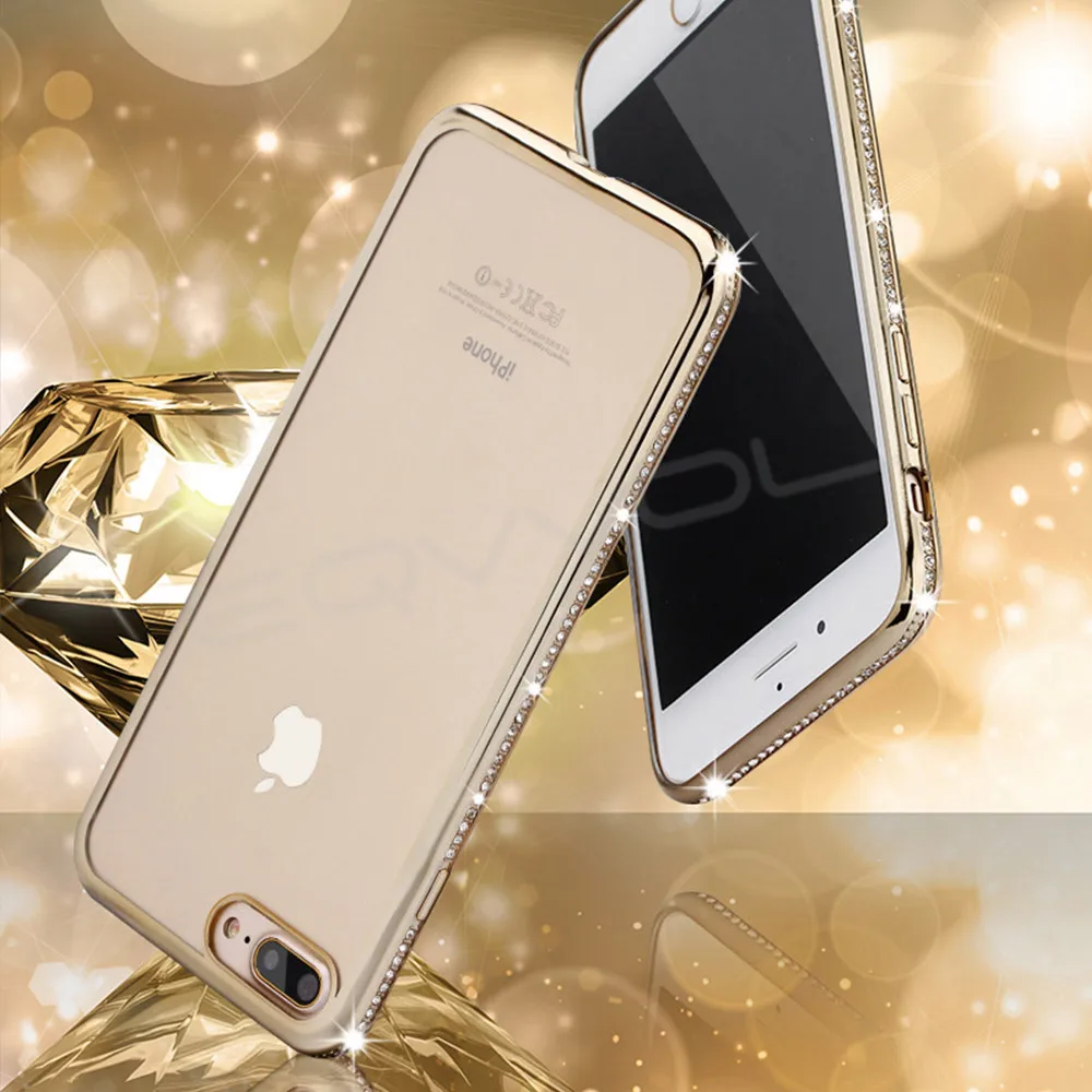 Eqvvol Luxury Diamond Glitter Phone Cases For iPhone X 8 7 6 6S Plus Rhinestone TPU Silicone Cover Case 10 Shells |