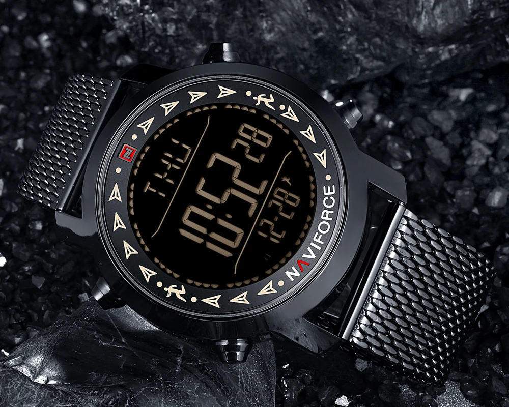 Лидирующий бренд NAVIFORCE, мужские светодиодный цифровые часы, спортивные часы, мужские военные водонепроницаемые наручные часы из нержавеющей стали, Relogio Masculino