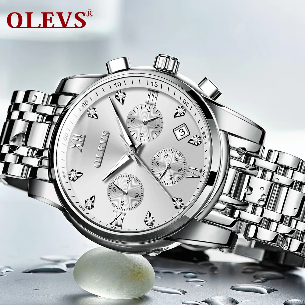 OLEVS Relogio Masculino мужские часы из нержавеющей стали Классические Модные Rhinestone