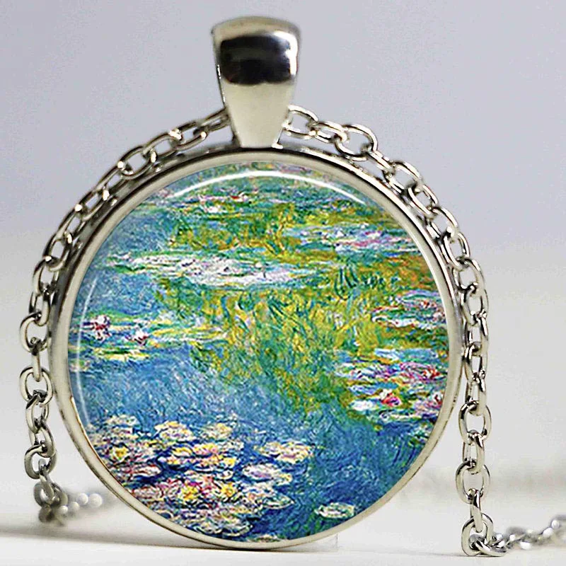 Моне водяная Лилия пруд колье с кулоном отлично подходит кабошоны разрисованные
