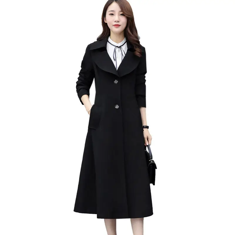 

Костюм воротник размера плюс XL-6XL Женская Длинная ветровка куртка осень новый тренд 2020 Модная элегантная Офисная Женская верхняя одежда f1007