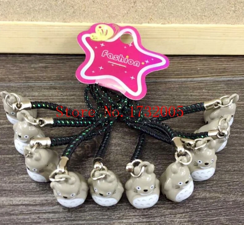 

New 50 pcs My Neighbor Totoro Pendant DIY Key Chains With Bell 1-2cm Bag Pendant Gifts Favors Free Shipping LD-01