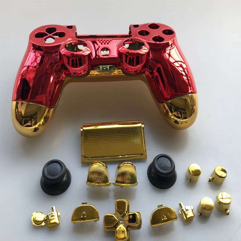 Чехол с полным покрытием для PS4 Pro Playstation 4 JDM 040 JDS V2 хромированный золотой и красный