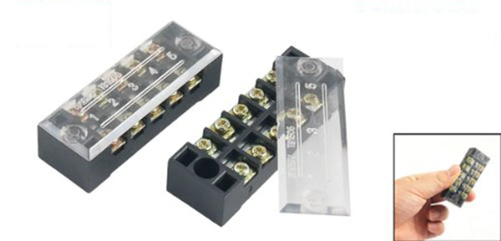 Горячая 5 шт. двухрядная 5-позиционная винтовая Клеммная лента 600 в 15A |