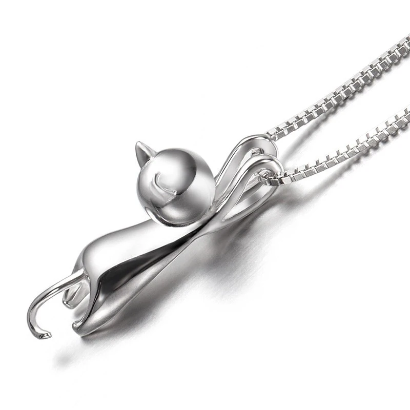 Женское колье из серебра 925 пробы с мультяшным котом|necklace silver necklace|925 sterling cat necklacecat