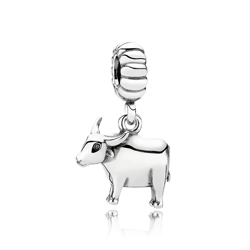 Cow 5 шт. металлическая брошь с животным, подвесной 12 китайского зодиака китайский Созвездие дракона Амулет, подгонка, сделай сам, ручная работа, Пандоре обаятельные браслеты и браслетов - Окраска металла: Cow