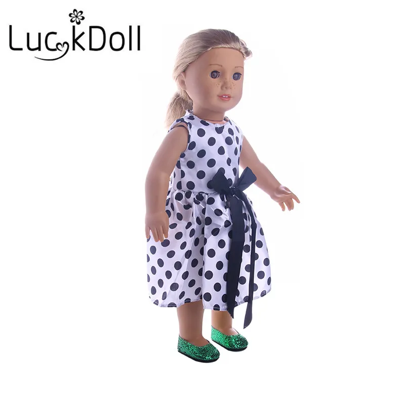 LUCKDOLL Белое и черное платье с бантом подходит для 18 дюймов американский размер 43