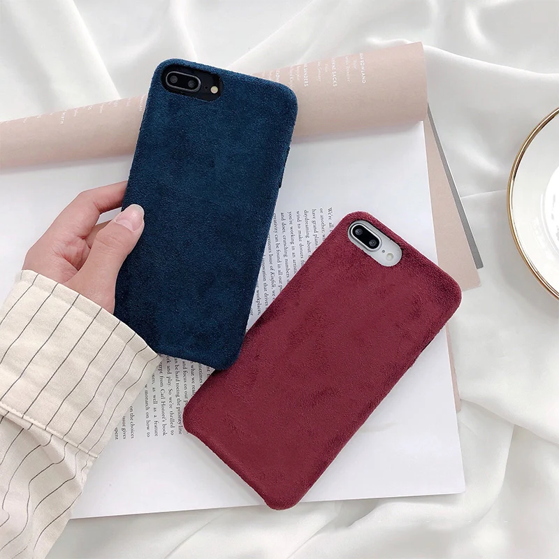 Гладкие замшевые Меховые чехлы для телефонов iphone XS Max XR Мягкие силиконовые чехол 7