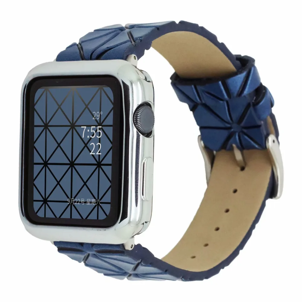 Геометрический квадратный PU кожаный ремешок для Apple Watch Band 42 мм 38 40 44 браслет