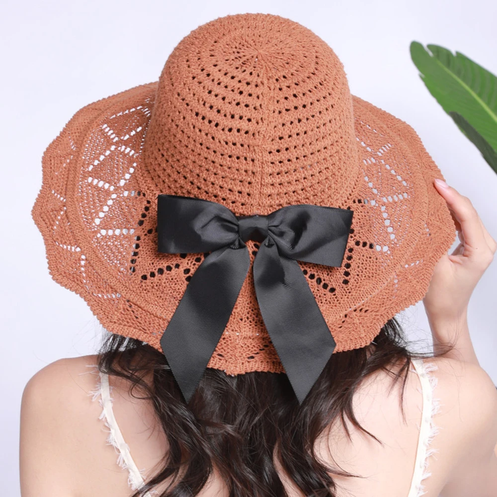 Летняя Солнцезащитная шапка с большим бантом Женская хлопковая вязаная женская