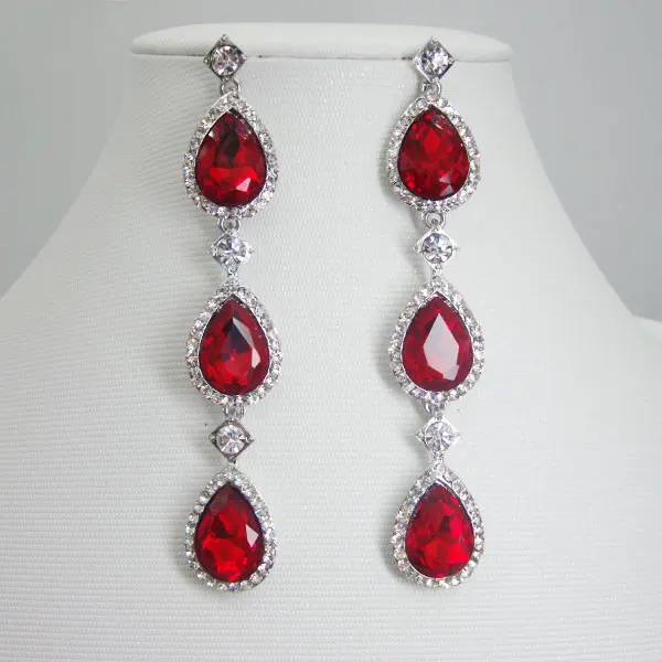 Женские серьги-капельки в форме капли, свадебные украшения для невесты с красным австрийским кристаллом