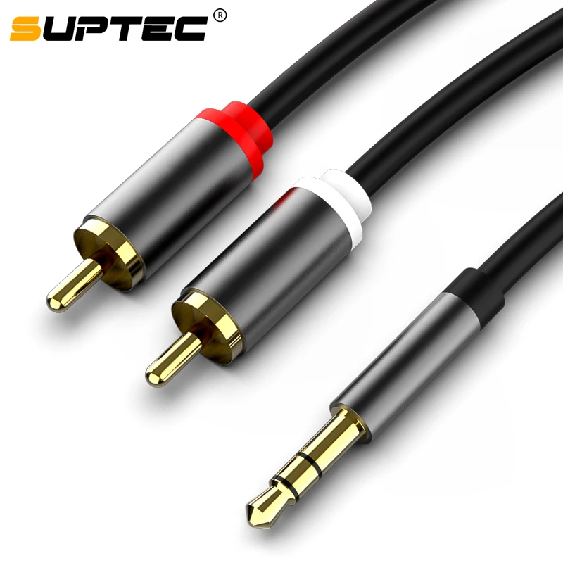 

SUPTEC RCA Cable 2 RCA to 3.5mm Jack Male Splitter Audio Line Aux Cable for Speaker Amplifiers Subwoofer DVD VCD Player Theater