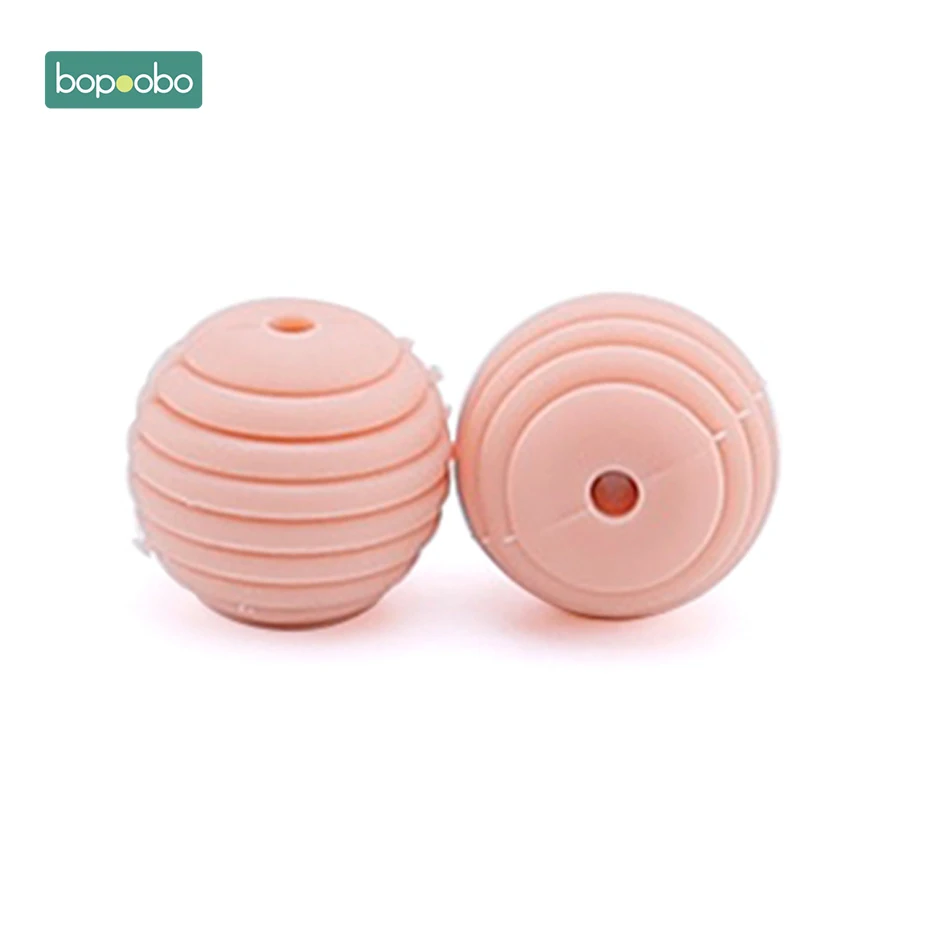Peachy Bopoobo силиконовые спиральные бусины 20 шт 15 мм Силиконовая Круглая DIY аксессуары для кормящих ювелирных изделий сотовые бусины BPA Бесплатный Детский Прорезыватель - Цвет: Peachy