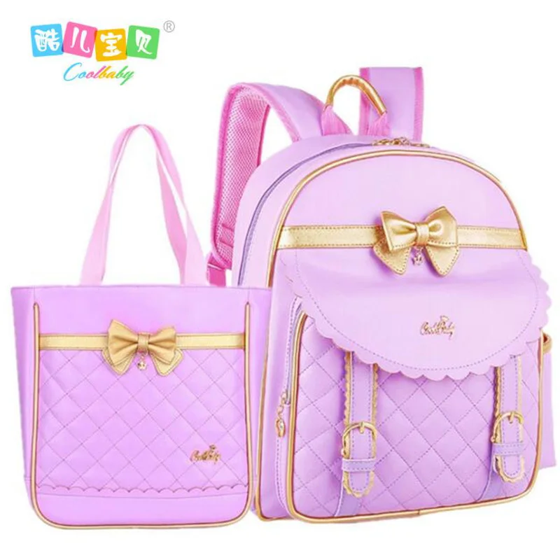 

COOL BABY Hot pu leather disposable backpack bag girl 1-3-6 grade water proof children backpack girls school bag Free shipping