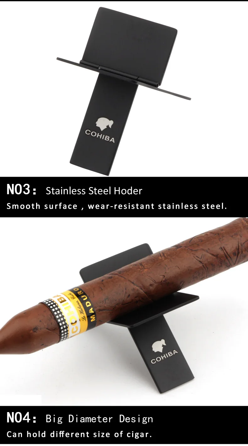 GALINER и COHIBA портсигар Пепельница держатель стальной складной Стенд сигары держатель черный серебристый