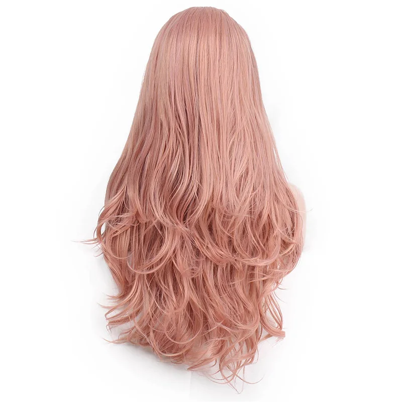 Розовый AISI BEAUTY 28 ''длинные волнистые синтетические парики на шнурках спереди, ручная вязка, светлые натуральные бесклеевые черные красные термостойкие волосы для женщин - Цвет: Розовый