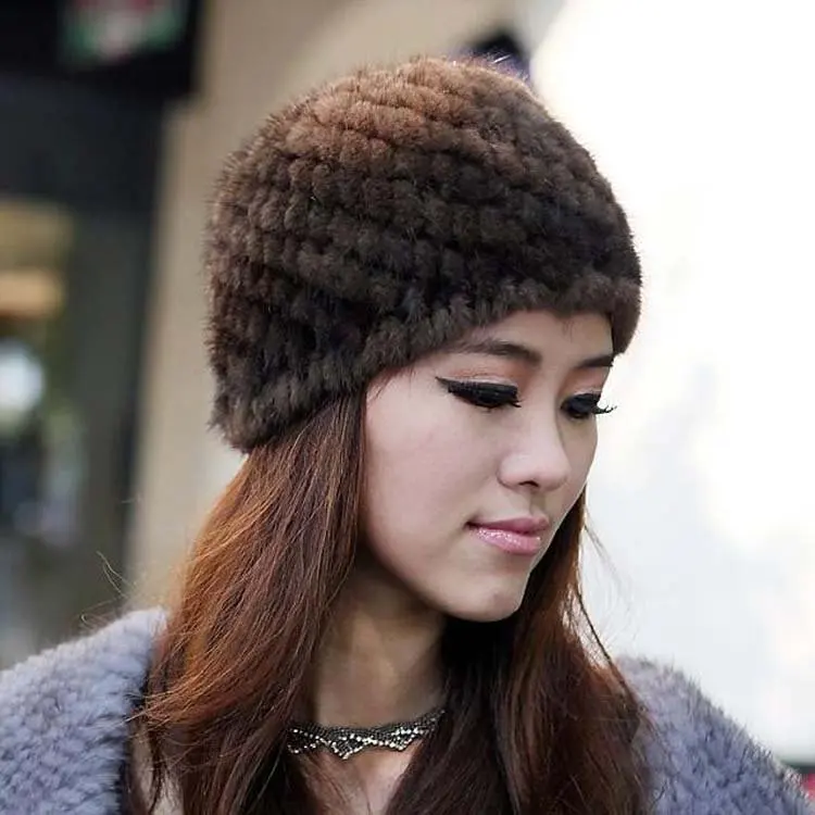 100% европейская норковая вязаная шапка/шапка * BE1245|knitted cap|cap knittedhat hat |