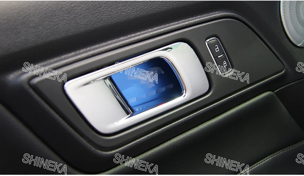 SHINEKA Alluminium сплав межкомнатные дверные ручки Крышка чаши отделка 2 шт. пони Шелби наклейка для Ford Mustang+ стайлинга автомобилей