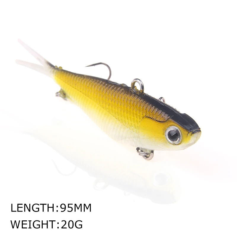 YTQHXY 1Pcs/lot New Hard VIB Lures Hot Crakbait Lifelike Fishing Wobber 95mm 20g Floating Bait Treble Hooks Sinking Tackle WQ33