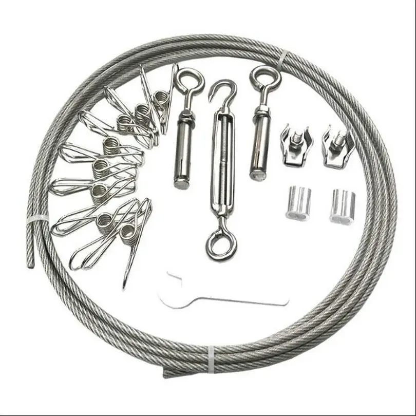 

Wall Mounted Hanger Clothesline Dryer Washing Tendedero with All Stainless Steel 304 Rigging Hardware Clothes Line Set