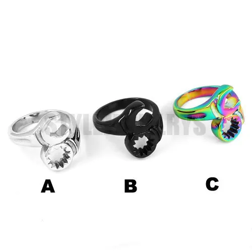 Серебряное цветное черное кольцо с зубчатым гаечным ключом ювелирные изделия из