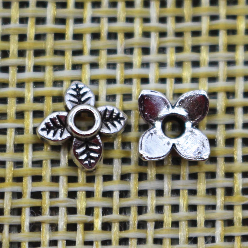 New 300pcs/lot High Quality Antique Silver 6mm 4Petal Leaves Flower Tibetan Bead Caps For Jewelry Making | Украшения и аксессуары