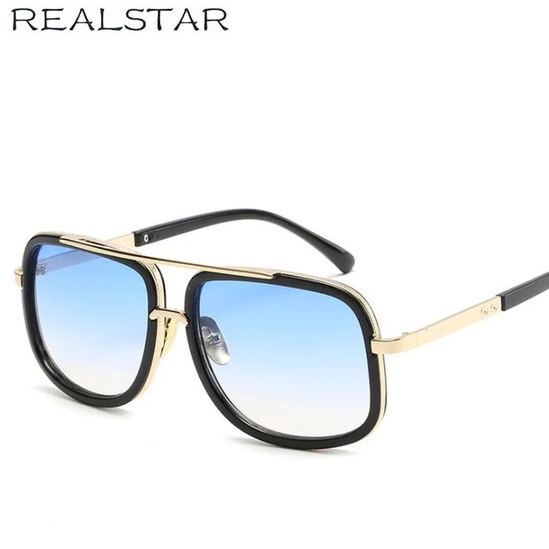 REALSTAR брендовая Модные солнцезащитные очки Для мужчин квадратный дизайнерские Винтаж металлические стимпанк Солнцезащитные очки женские солнцезащитные очки Oculos S72