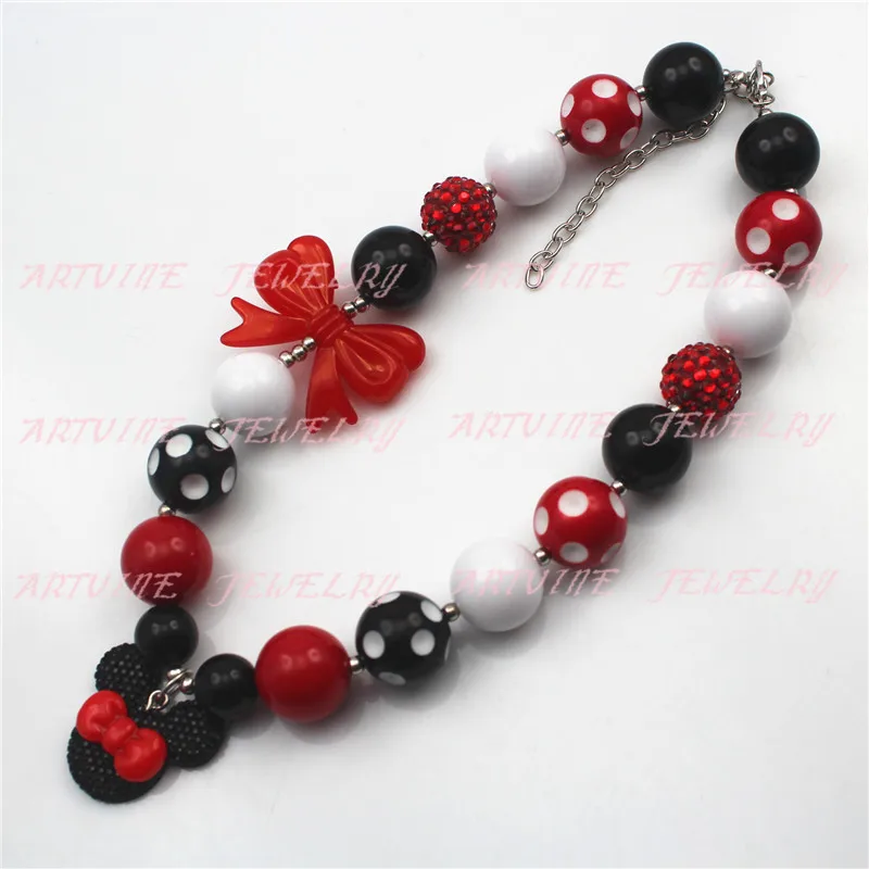 Красный узел Микки Мауса набор ожерелья для девушек массивное ожерелье жвачка