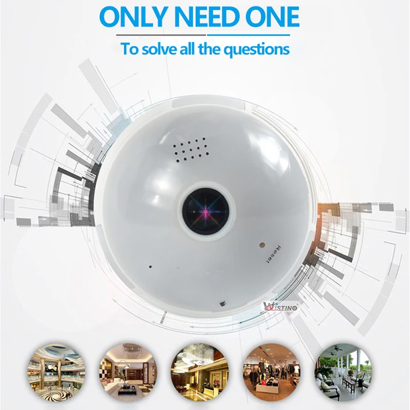 CCTV 960P Wifi IP камера лампа крытый панорамный VR беспроводная наблюдения безопасности