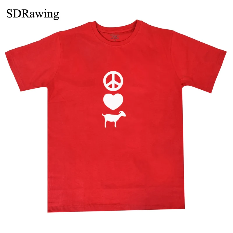 Женская футболка с принтом Peace Love gobs летняя повседневная забавными животными на