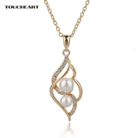 toucheart new gold pendant necklace silver chain crystal simulated pearl necklace for women wedding jewelry necklace sne140381