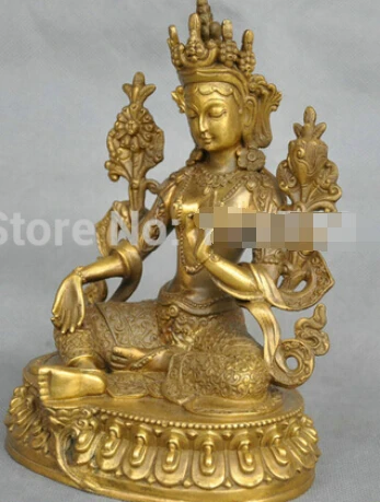 Быстрая Доставка 7 ''Китай Тибет Чистая Бронза зеленый Тара Будда статуя | Дом