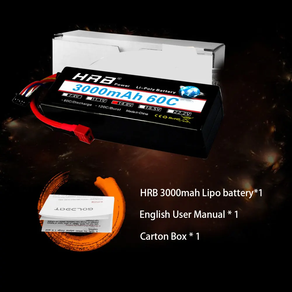 HRB RC Lipo Battery 3000mAh 2S 3S 4S 5S 7 4 V 11 1 14 8 18 5 60C 120C XT60 Жесткий Чехол для радиоуправляемых