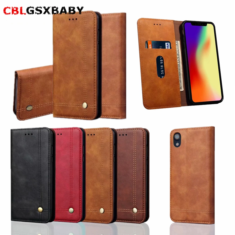 Leather case Flip Magnetic Phone Cases For iphone 11 Pro XS Max XR Case 5 6 6S 7 8 Plus Vintage Wallet Cover | Мобильные телефоны и