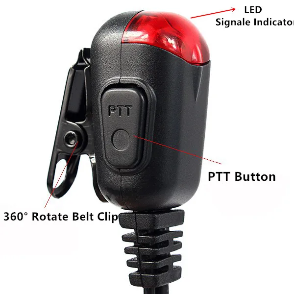 2 Pin Творческий динамик двухстороннее радио гарнитуры walkie talkie с красным сигнальный светильник для BaoFeng UV-5R UV-82 UV-5RT UV-5RA UV-B5 DM-5R BF-888S