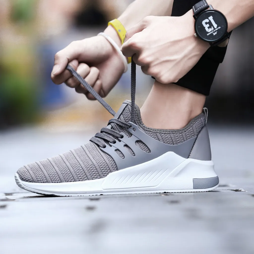 2019 сетки сплошной Цвет кроссовки Для мужчин простой Повседневное мужская обувь