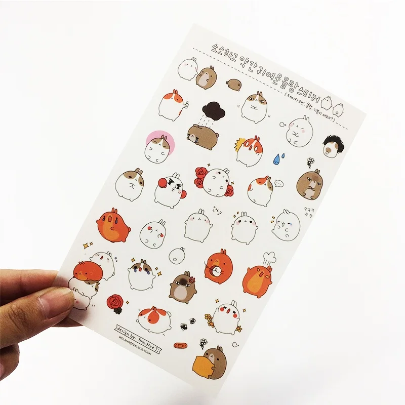 6 Sheets/set Sweet PVC Rabbit Dairy Stickers Kids Wall Decor Multifunction Animal DIY Cartoon Scrapbook Labels|label label|label diysheet labels |